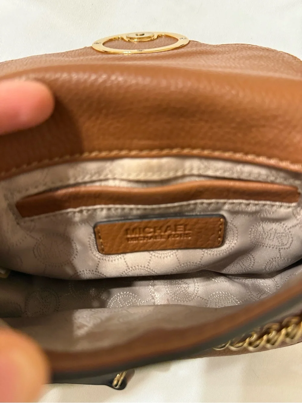 Michael Kors Brown Leather Crossbody Bag with Gold Hardware